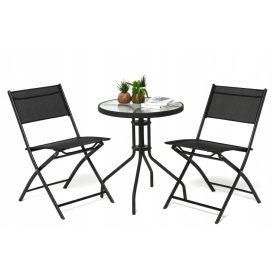  VidaXL fém kerti bútorkészlet vidaXL fekete 3 részes.