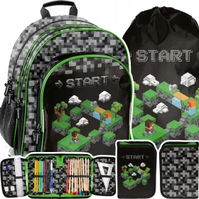    Minecraft többrekeszes iskolai hátizsák Paso fekete, Szürke és ezüst árnyalatai, Zöld árnyalatai, Tarka 18 l + 6 egyéb termék