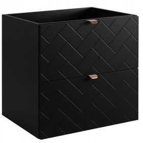    Mosogató alá függő fürdőszobai szekrény 60 Fekete Klepka halszálkás MDF előlap