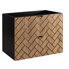    Mosogató alá függő fürdőszobai szekrény 80 tölgy deszka halszálkás MDF előlap