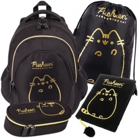    Pusheen St. több rekeszes iskolai hátizsák. Majewski fekete, Sárga és arany árnyalatai 23 l + 3 egyéb termék