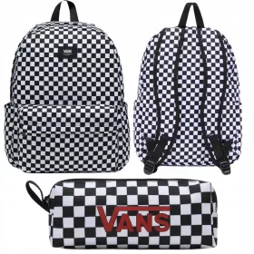    Vans városi hátizsák Check Hátizsák fekete-fehér VN000H4XY281 többszínű + tolltartó Vans PENCIL POUCH-B VN0A7UEPY28 Blk/WhtChk