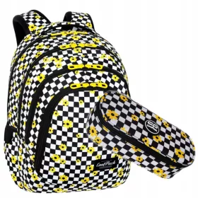    CoolPack többrekeszes iskolai hátizsák, fehér, fekete, több színű
