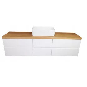    FÜRDŐSZOBAI SZETT MOSÓMOSÓHOZ ASZTALOS TÖLGY | 140cm | MDF FEHÉR LAKK