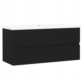    Szekrény mosdóval - fekete, 100x38,5x45 cm, fehér mosdó, 101x39,5x18,5 cm