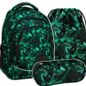    Tartós többrekeszes iskolai hátizsák, fekete, Shades of green, 26 l + 2 egyéb termék