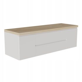    Fürdőszoba szekrény / komód fa tetejű, tölgy 140, fényesen lakkozott