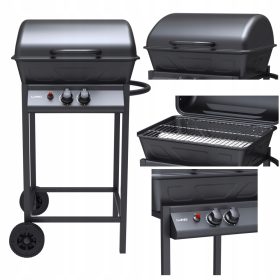    LUND GÁZ KERTI GRILL 2 ÉGŐS 5,5KW FEKETE NAGY KRÓM Rács