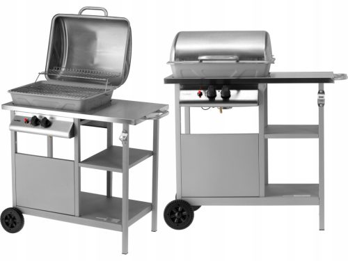  LUND GÁZ KERTI GRILL ROZSDAMENTES ACÉL 2 ÉGŐS 5,5 KW KRÓM Rács