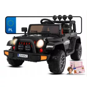    Teljes munkaidős 4WD terepjáró gyerekeknek fekete + 4x4 hajtás + távirányító + audio L