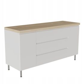    Fürdőszoba szekrény, álló komód, fa tetejű, lakkozott tölgy 140