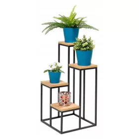    FÉM VIRÁGÁLLVÁNY TŐLÉS 4 FESZŰ 67 CM MAGASSÁG - FEKETE/CRAFT TÖLGY
