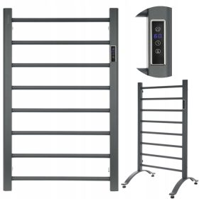    EBERG elektromos fürdőszoba radiátor, létras szárító, álló, 200W, szürke