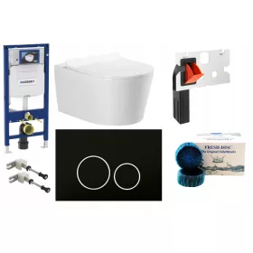    SET GEBERIT wc keret + matt fekete gomb + wc csésze + W/O+FRESH ülőke