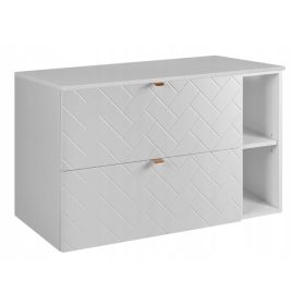    Fürdőszoba szekrény, függő mosdó alatt polc 100 fehér deszka halszálkás ASZTAL