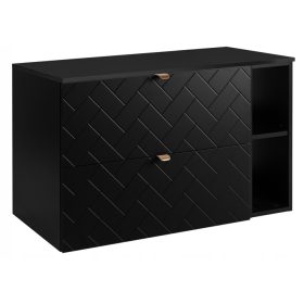    Fürdőszoba szekrény mosogató alatt 100 fekete deszka halszálkás polc PULCS