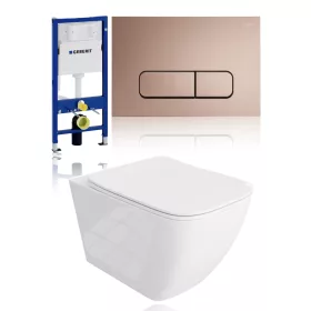    GEBERIT REJTETT WC keret, falra akasztható tál, gomb, RÉZ, ROSE GOLD, MATT