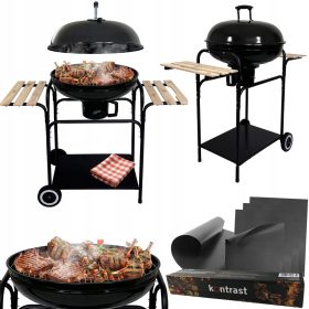    KERTI SZÉN GRILL ZÁRT PALCOK RÁCS HAMUTARTÓ + 4x BBQ MAT 1003