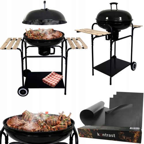  KERTI SZÉN GRILL ZÁRT PALCOK RÁCS HAMUTARTÓ + 4x BBQ MAT 1003