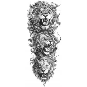    MOSHATÓ VÍZES TETOVÁLÁS IDEIGLENES KÉZI UJJÚ KAR FEJEZŐ LIONS LION XXL