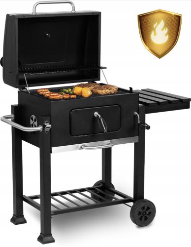  Nagy BBQ faszén kerti grill fedéllel és polcokkal, fogantyúval hordozható