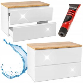    Fehér Fürdőszoba Függesztett Szekrény Fényes Első Munkalap Arany Tölgy 100 cm Szilikon