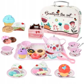    VIRÁGOS TEA KÉSZLET, KANNA, TÁLCA, CSÉSZE, ÉDESSÉGEK, TARTÓK