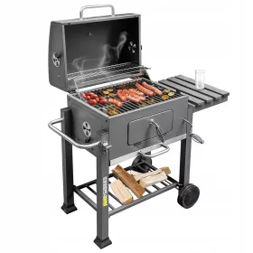    Nagy kerti faszén grill BEÁLLÍTÁSSAL és fedéllel öntöttvas Rács Mega-M