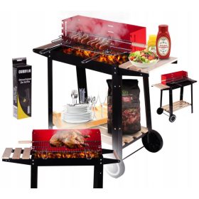    KRÓMOZOTT SZÉN GRILL HORDOZHATÓ ÁLLÍTHATÓ PÖRKÖZŐ Rács 2 PÁRCOS + INGYENES