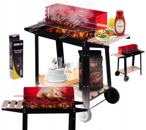  KRÓMOZOTT SZÉN GRILL HORDOZHATÓ ÁLLÍTHATÓ PÖRKÖZŐ Rács 2 PÁRCOS + INGYENES