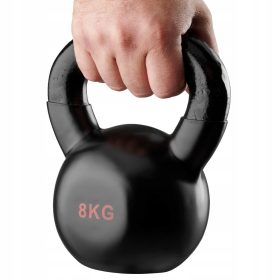   KETTLEBELL 8kg öntöttvas súlyzó Fitness labda súlya gumírozott fekete
