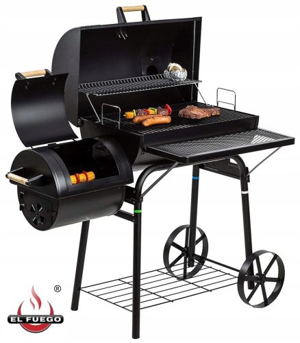  SZÉN GRILL FÜSTÖLŐ FUNKCIÓVAL EL FUEGO DAKOTA 66x41cm STABIL!