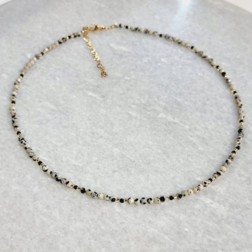  Dalmát jáspis choker nyaklánc, természetes kövekkel, divatos