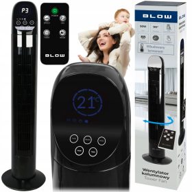    OSZLOP VENTILÁTOR, ÁLLÓ VENTILÁTOR, FEKETE TÁVIRÁNYÍTÓ