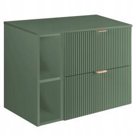    Zöld mosdószekrény 80 cm polcos hornyolt palackkal Green NOMI