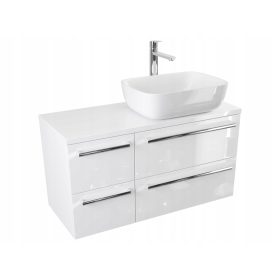    Munkalapos mosdószekrény ATH 90 cm SP - Fényes fehér - Króm fogantyúk