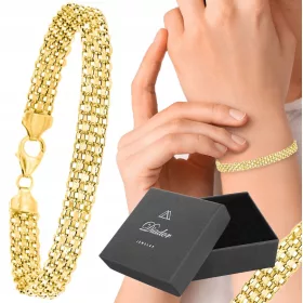    GYÖNYÖRŰ NŐI ARANY KARKÖTŐ, VASTAG, SZÉLES, 925 ezüst, BISMARK szövésű, 8 MM