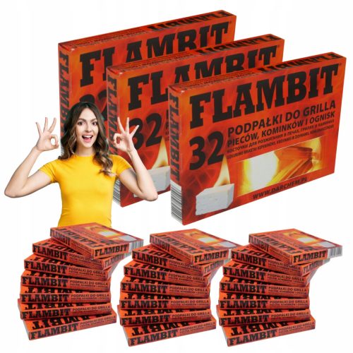  Flambit Kindling Fire Starter kandallós tűzhely grillhez 32 kocka x 24 tabletta