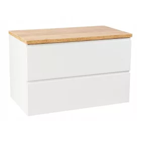    FEHÉR FÉNYES MODUS FÜRDŐSZOBAI SZEKRÉNY 80cm + ARANY TÖLGY ASZTALlap STÍLUS