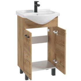    FÜRDŐSZOBAI SZEKRÉNY MOSÓVAL 50 + FEKETE CSAP + SZIFON MEA TÖLGY CRAFT