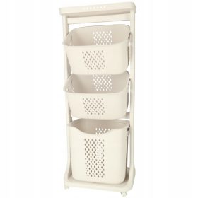  Szabadon álló szennyeskosár Ikonka 83l, krém