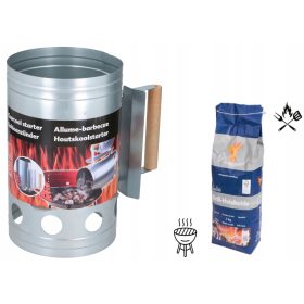    NAGY EZÜST GRILL KÉMÉNY A GRILL MEGGYÚJTÁSÁRA + SZÉNZSÁK 3KG