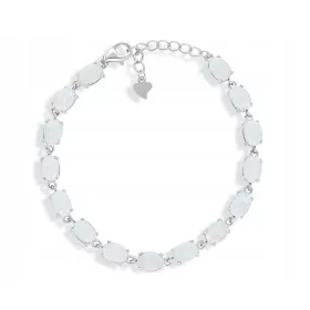    Ezüst karkötő fehér kövekkel, szintetikus opál, 925 ezüst