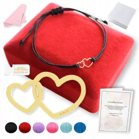    Arany szív karkötő Két szív egy zsinóron COLOURS ajándék 333