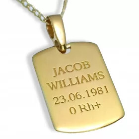    GOLD DOG TAG MINI 585 GRAVÍRÁS EXKLUZÍV AJÁNDÉK FIÚ, APA, FÉRJNEK