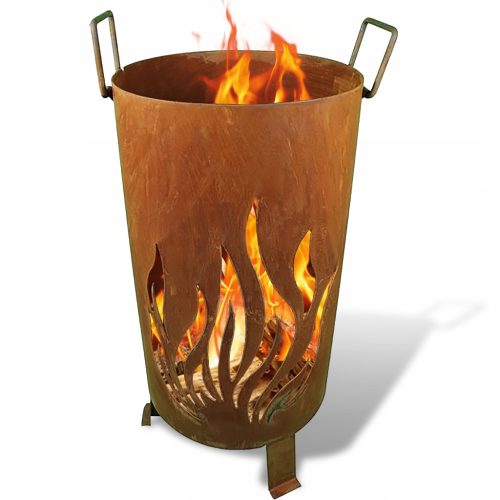  KERTI KANDALLÓ ACÉL CORTEN GRILLÁLLVÁNY FAHULLADÉKOKHOZ