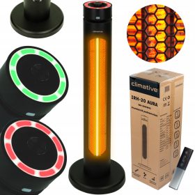    Infra hősugárzó, 8 fokozat, 2kW távirányító, AURA IR terasz időzítő