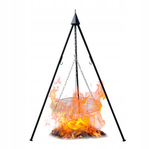  Kerti grill, állvány, összecsukható rostély, 60 cm, függő, 120 cm, nagy, kandalló