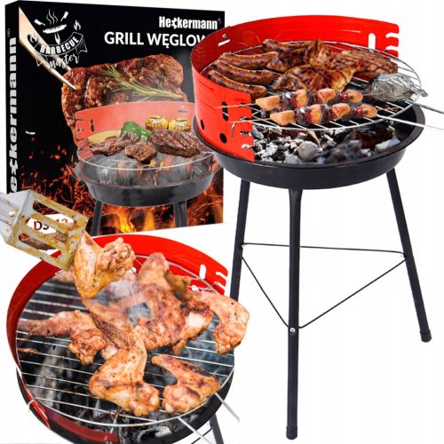  KEREK SZÉN GRILL KERTI TOURIST BBQ KISZERELHETŐ HAJTÓ Rács