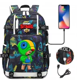   Brawl Stars Default Leon hátizsák USB töltéssel. Nagy kapacitás KIARUSITAS